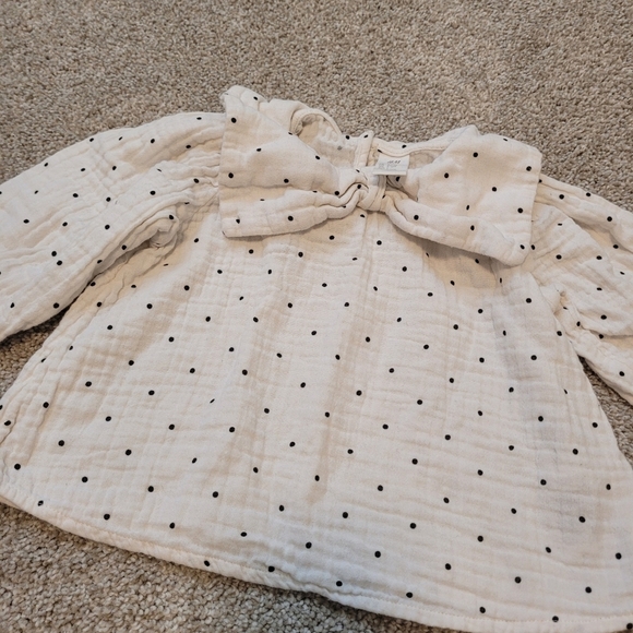 H&M Peterpan Collar Polkadot Cotton Blouse Size 9-12 Months - Picture 3 of 6